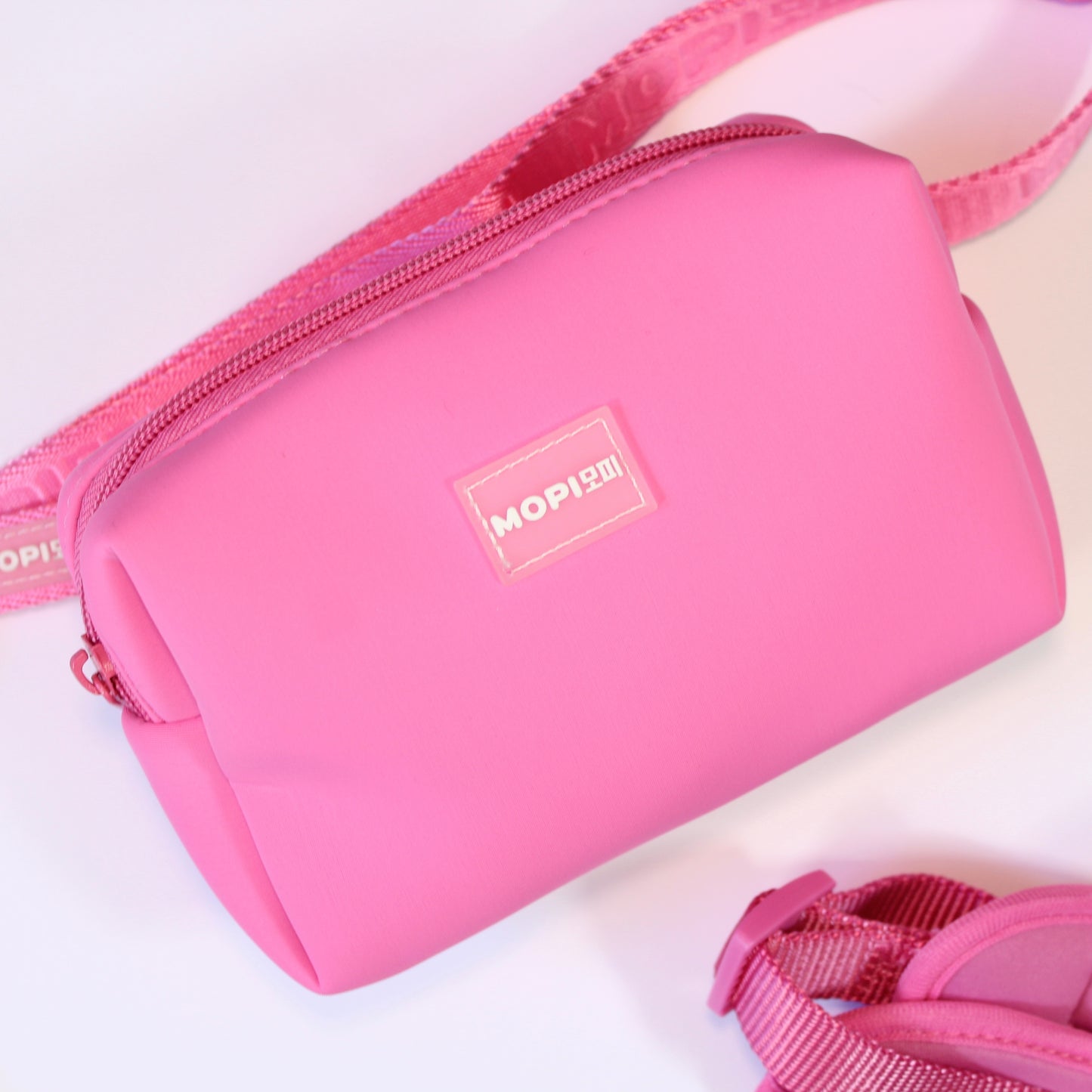 NEW Set Arnés+ correa + cinturón con mopibag hot pink